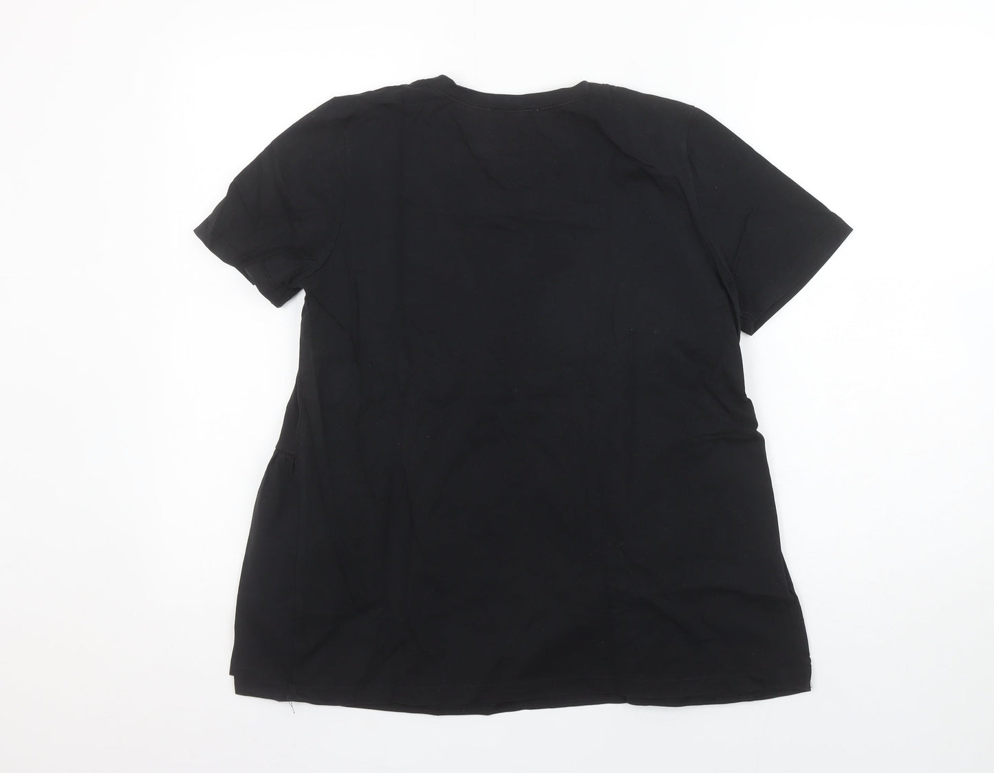 Zara Women’s Black Cotton Tunic Blouse Size 8 Short Sleeve