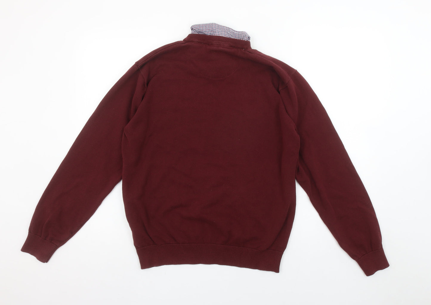 Pierre Cardin Men Red Cotton V-Neck Jumper Size M Classic Fit