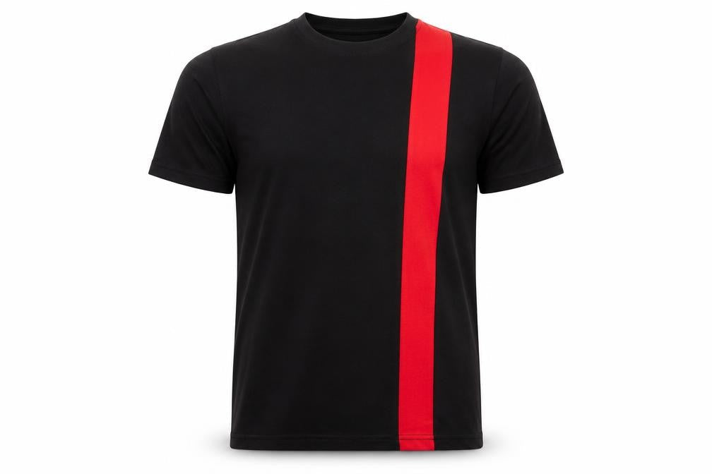 boohooMAN Men's Black & Red Colourblock Crew Neck T-Shirt Size S