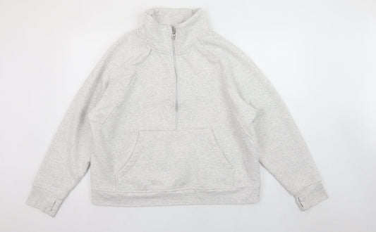 Danskin Womens Grey 1/2 Zip Pullover Sweatshirt XXL Cotton Blend