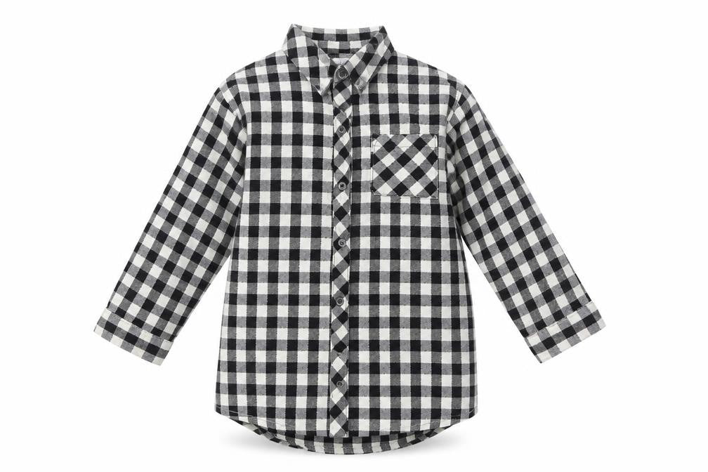 Next Girls Black Check Cotton Button-Up Shirt 5 Years