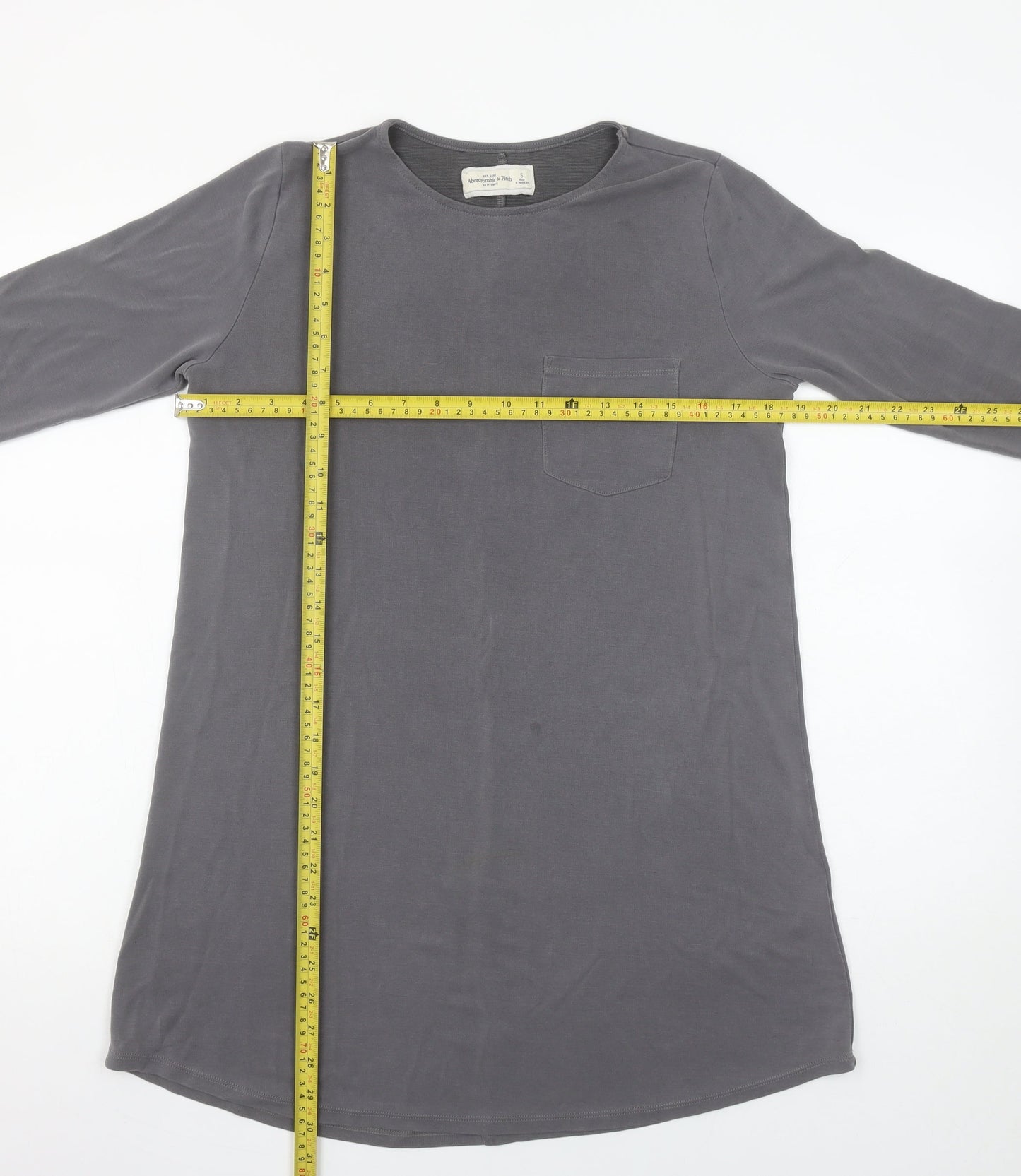 Abercrombie & Fitch Women Grey Long Sleeve Basic T-Shirt S