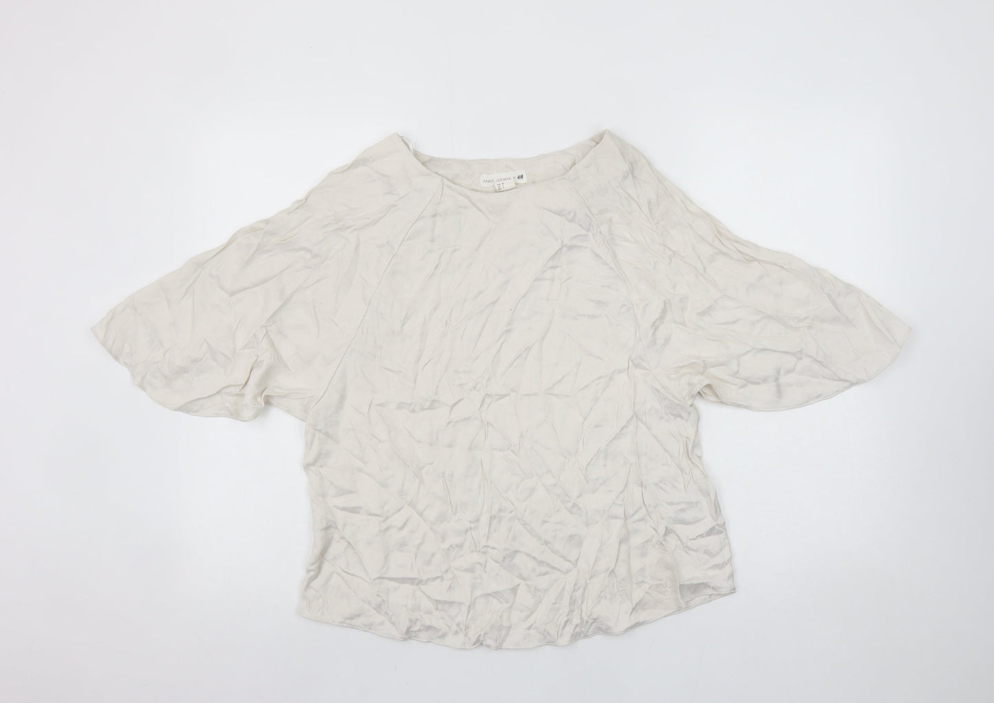 H&M Women Ivory Kimono Sleeve Blouse Size 8 Viscose Blend