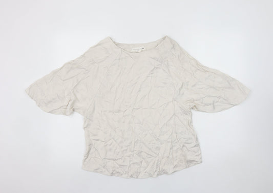 H&M Women Ivory Kimono Sleeve Blouse Size 8 Viscose Blend