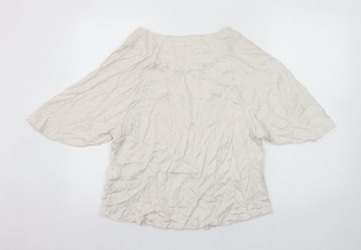 H&M Women Ivory Kimono Sleeve Blouse Size 8 Viscose Blend