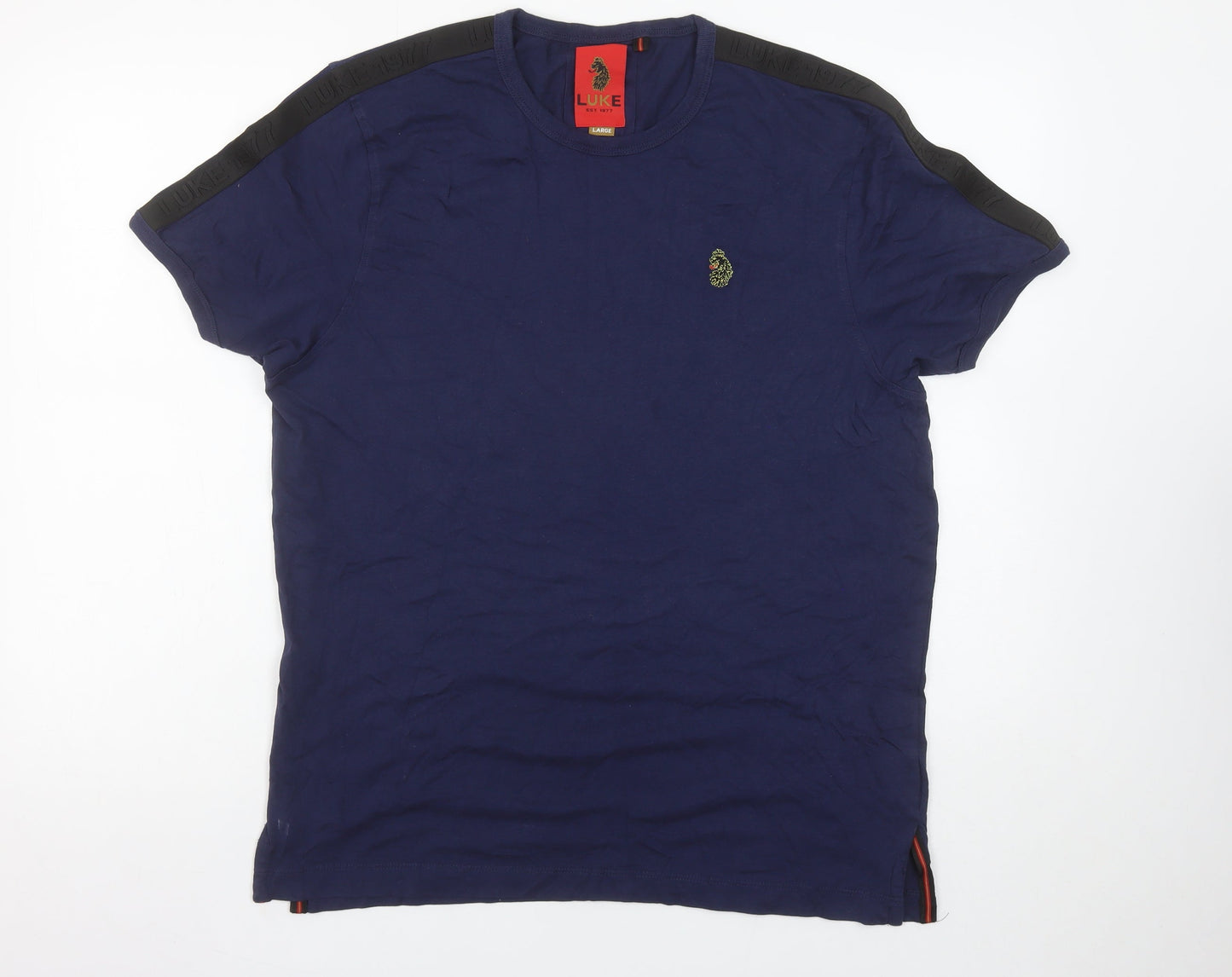 Luke Men’s Blue Crew Neck Short Sleeve Cotton T-Shirt Size L