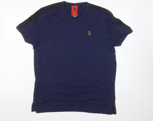 Luke Men’s Blue Crew Neck Short Sleeve Cotton T-Shirt Size L