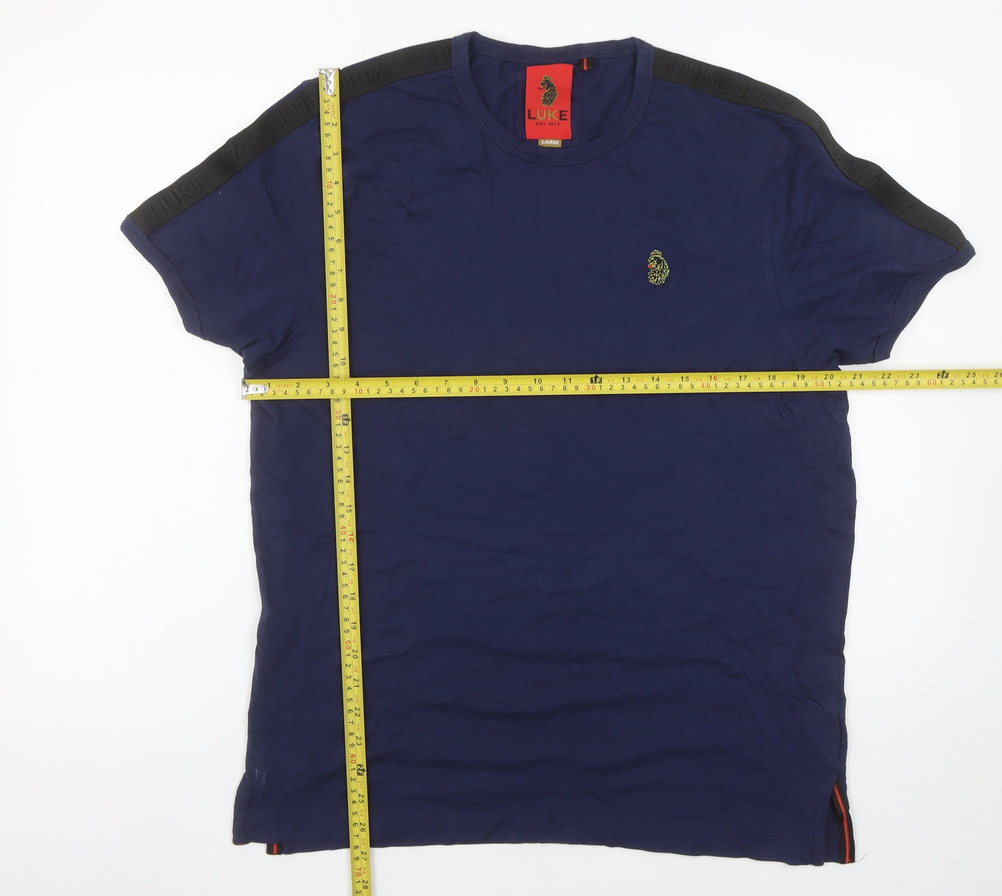 Luke Men’s Blue Crew Neck Short Sleeve Cotton T-Shirt Size L