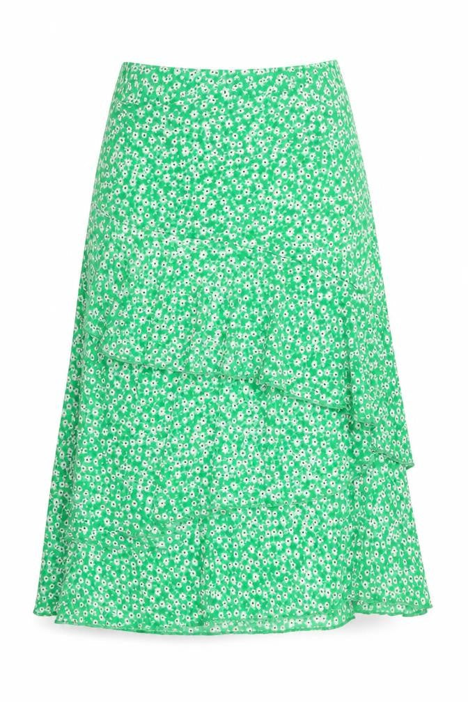 Savida Women’s Green Floral A-Line Midi Skirt Size XL