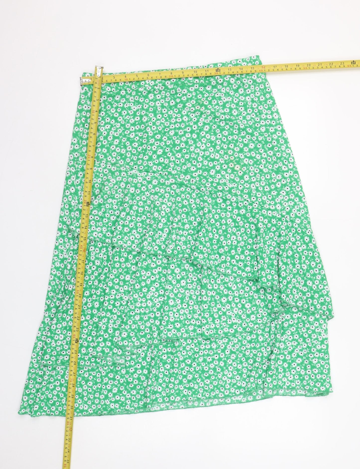 Savida Women’s Green Floral A-Line Midi Skirt Size XL