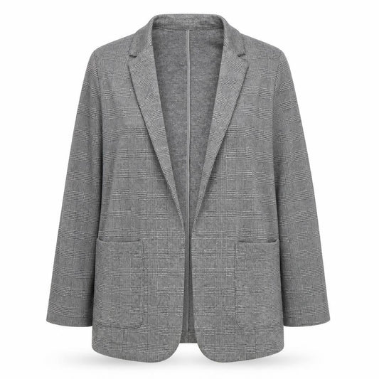 Marks & Spencer Women Grey Check Blazer Size 14 Regular Fit