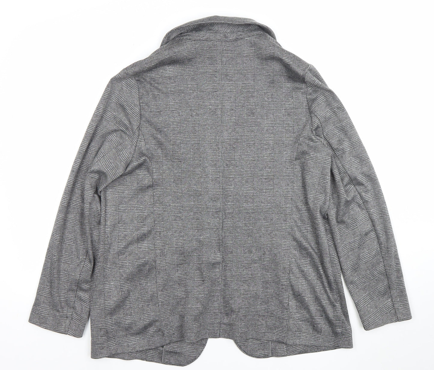 Marks and Spencer Women Grey Check Blazer Size 14 Regular Fit