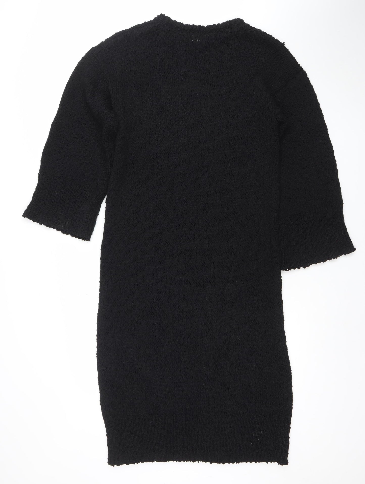 H&M Women's Black XS Knit Jumper Dress Half Sleeve Crew Neck