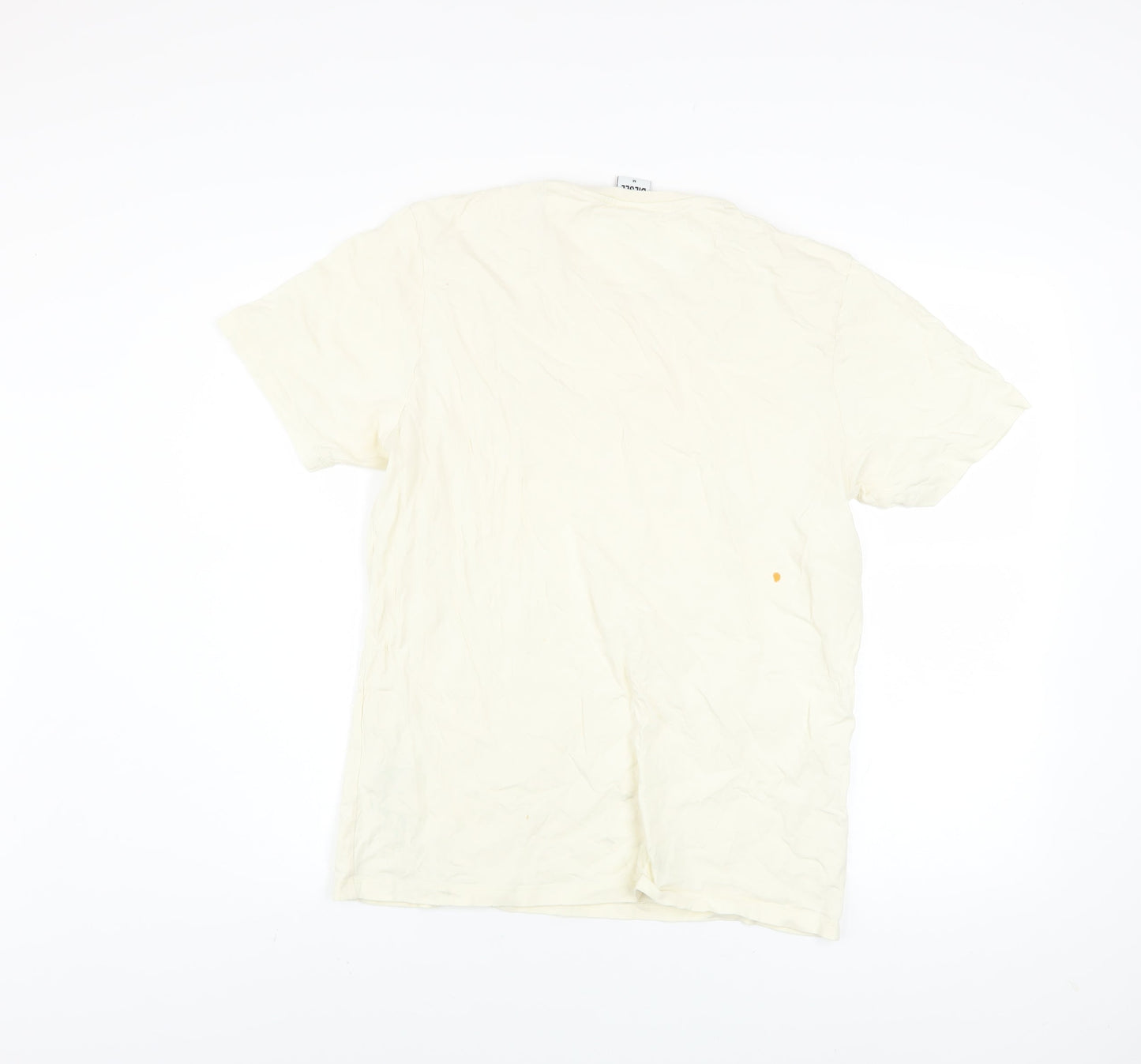 Diesel Men’s Ivory Cotton Logo T-Shirt Size M Short Sleeve Crew Neck