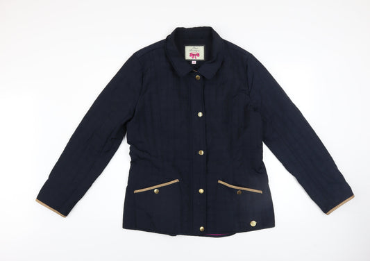Paco Boutique Women's Blue Quilted Mid-Length Jacket Size 14