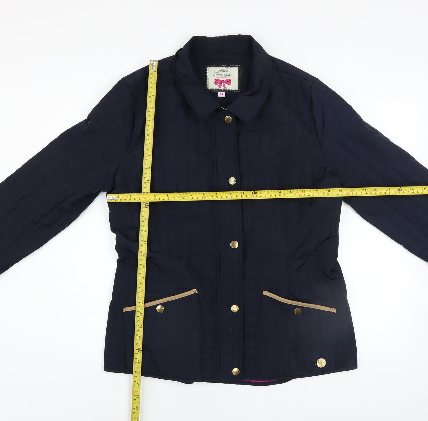 Paco Boutique Women's Blue Quilted Mid-Length Jacket Size 14