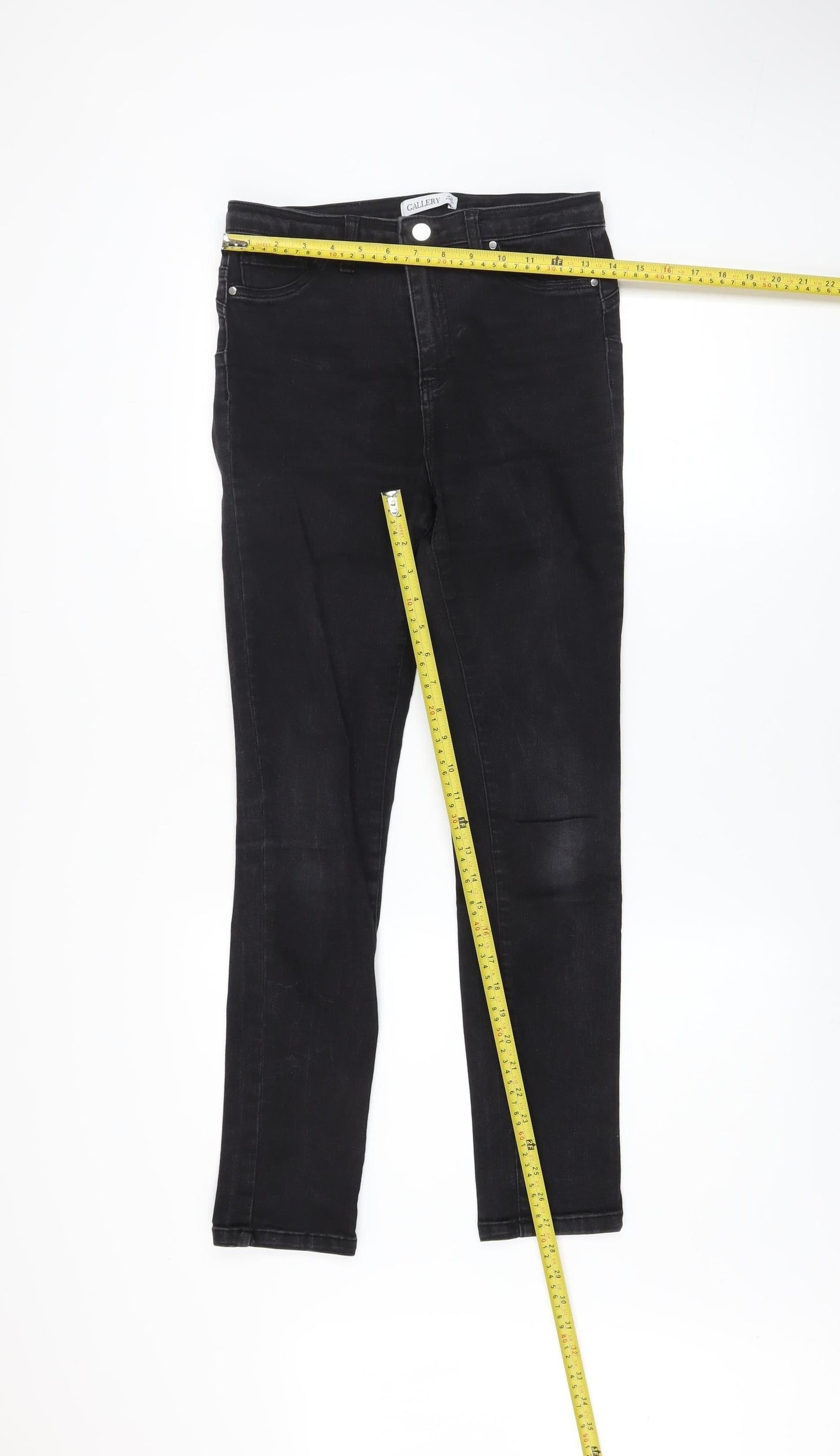 Gallery Women Black Skinny Jeans UK 10 High Rise Stretch Denim
