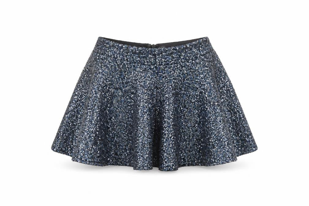 Topshop Women's Black Sequin A-Line Party Skirt Size 10