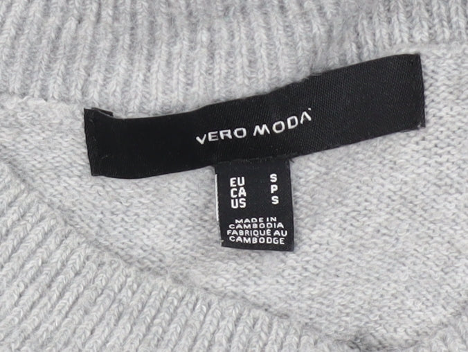 Vero Moda Women's Grey Crew Neck Knit Jumper Size S