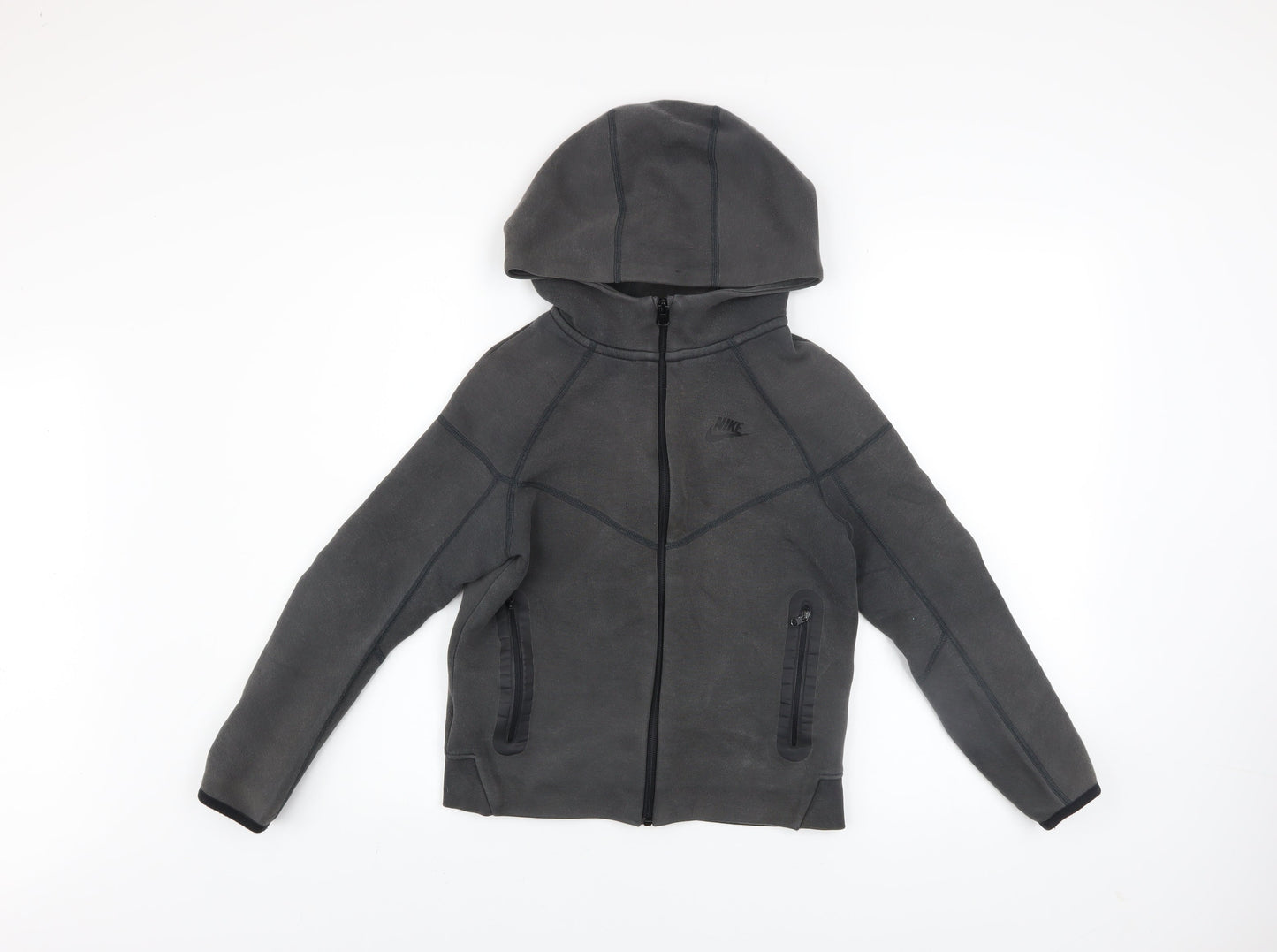 Nike Boys Grey Full Zip Hoodie M 137-147cm Cotton Blend Sportswear