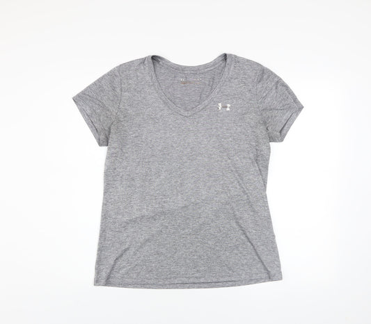 Under Armour Men Grey V-Neck Athletic Fit T-Shirt Size M