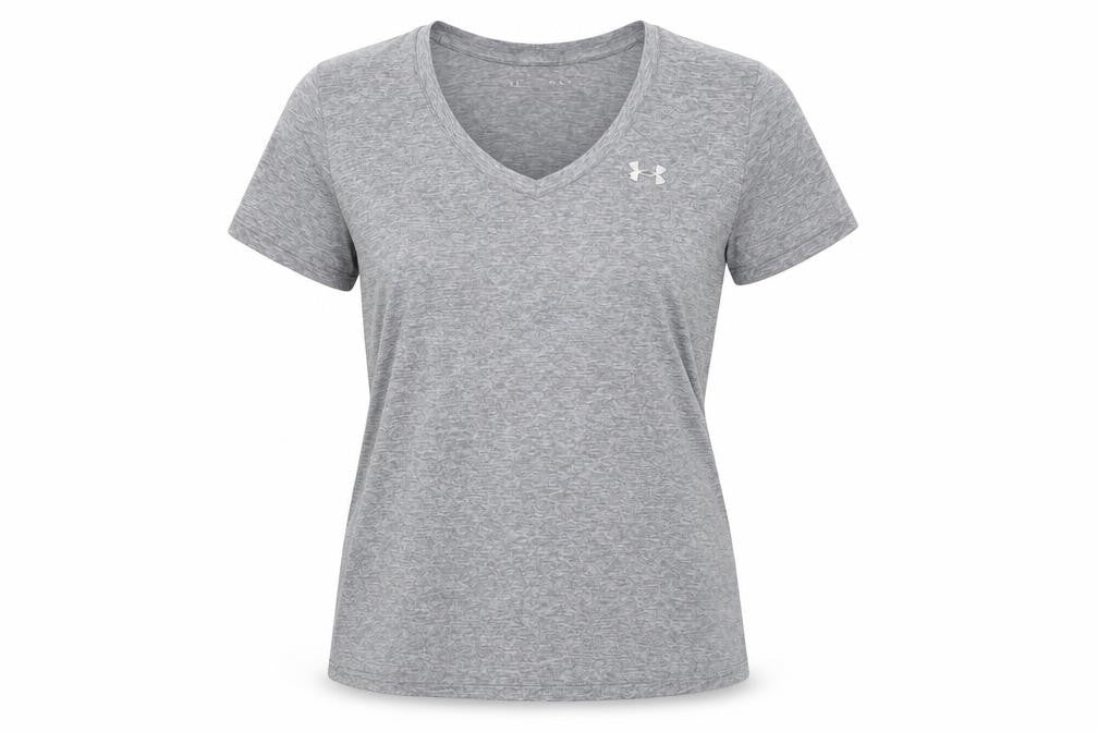 Under Armour Men Grey V-Neck Athletic Fit T-Shirt Size M