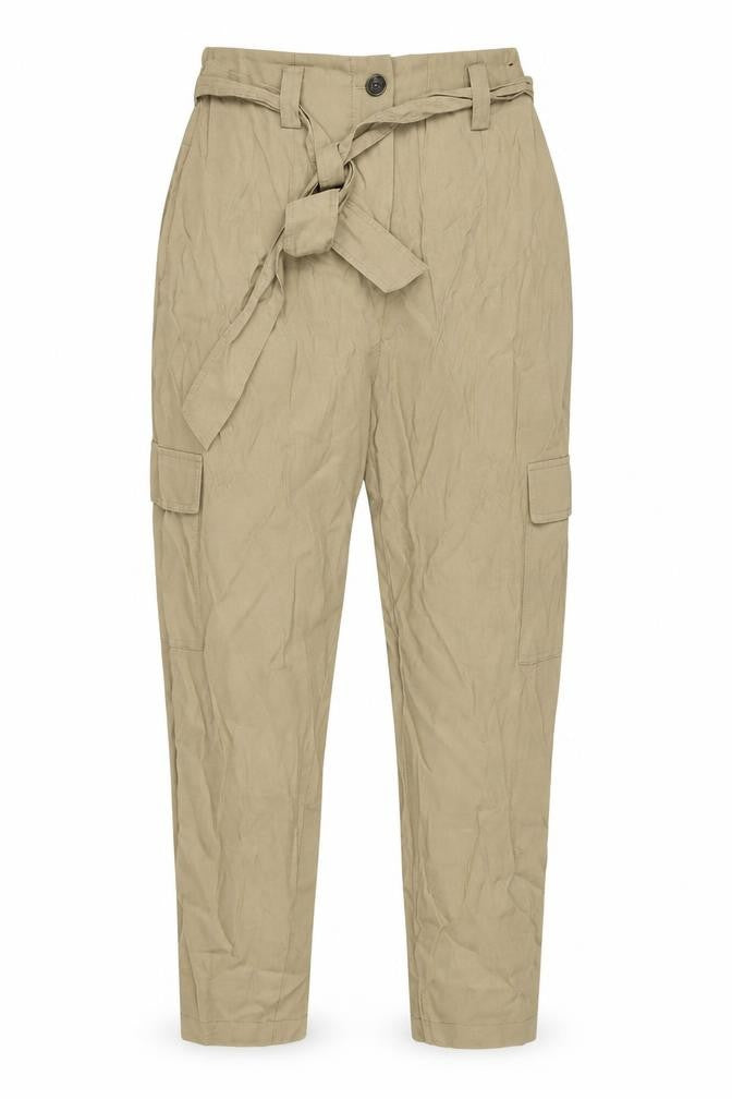 Dunnes Women’s Beige Cargo Belted High Rise Tapered Trousers Size 12
