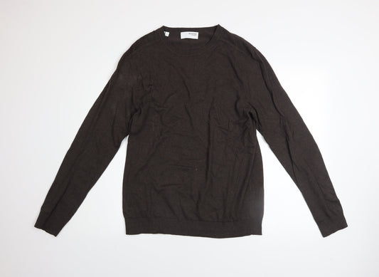 Selected Homme Men's Brown Cotton Crew Neck Jumper Size L