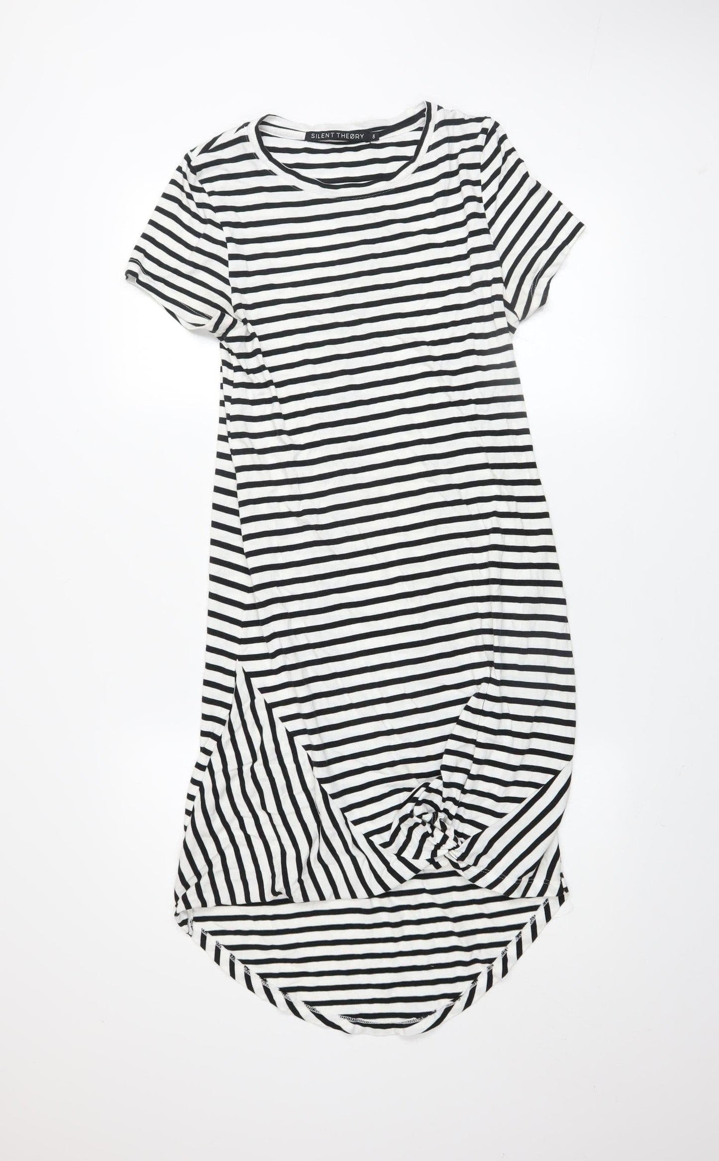 Silent Theory Women's Black Striped T-Shirt Dress Size 8 Casual Jersey