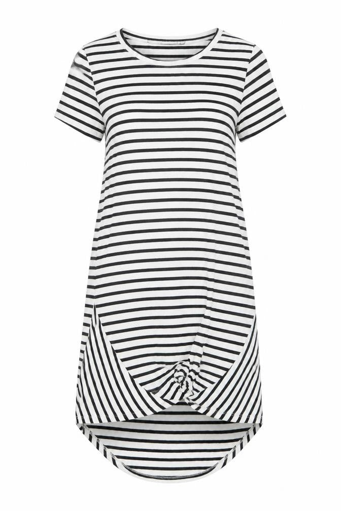 Silent Theory Women's Black Striped T-Shirt Dress Size 8 Casual Jersey