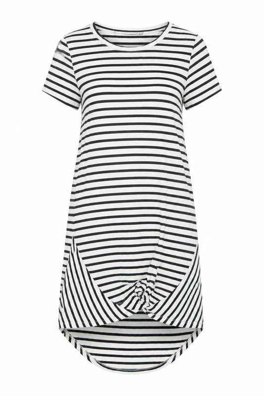 Silent Theory Women's Black Striped T-Shirt Dress Size 8 Casual Jersey