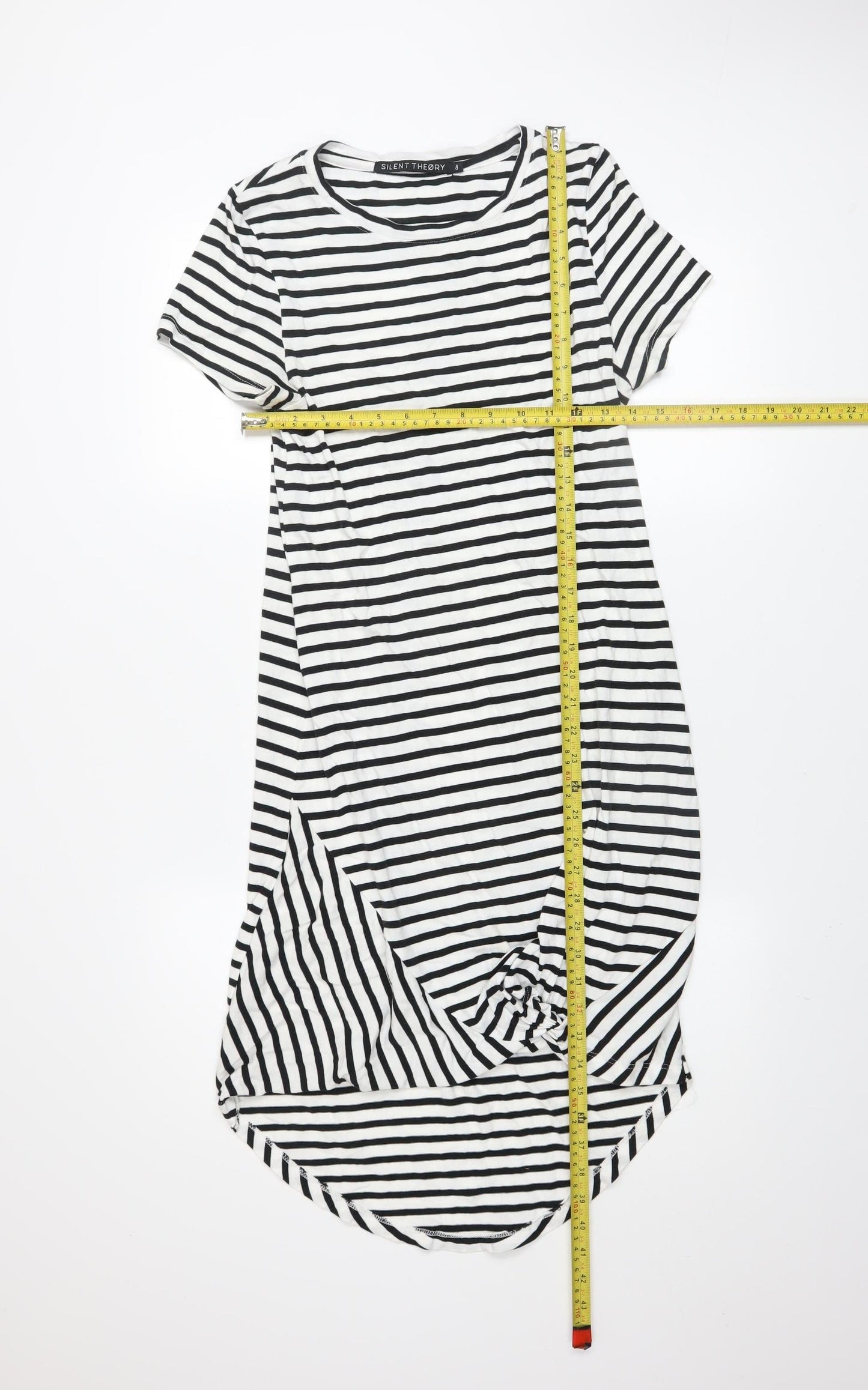 Silent Theory Women's Black Striped T-Shirt Dress Size 8 Casual Jersey