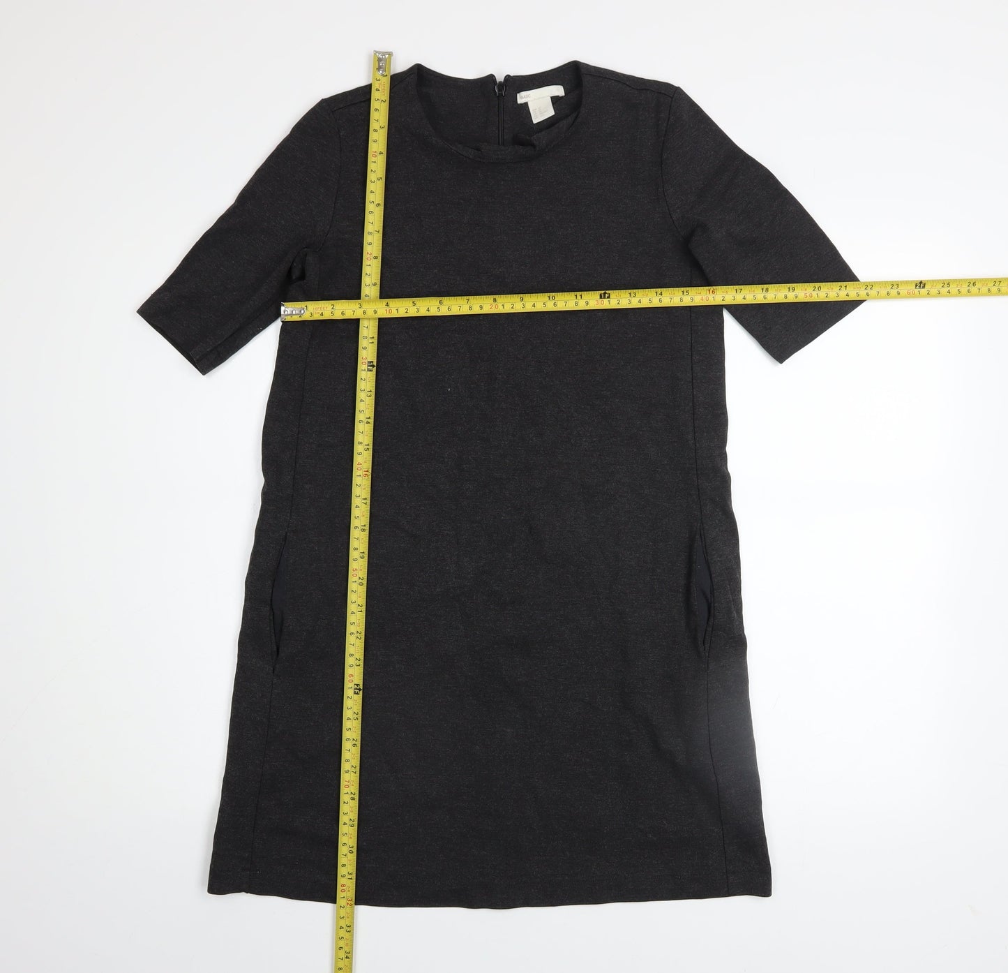 H&M Women Black XS Shift Knee Length Stretch Dress