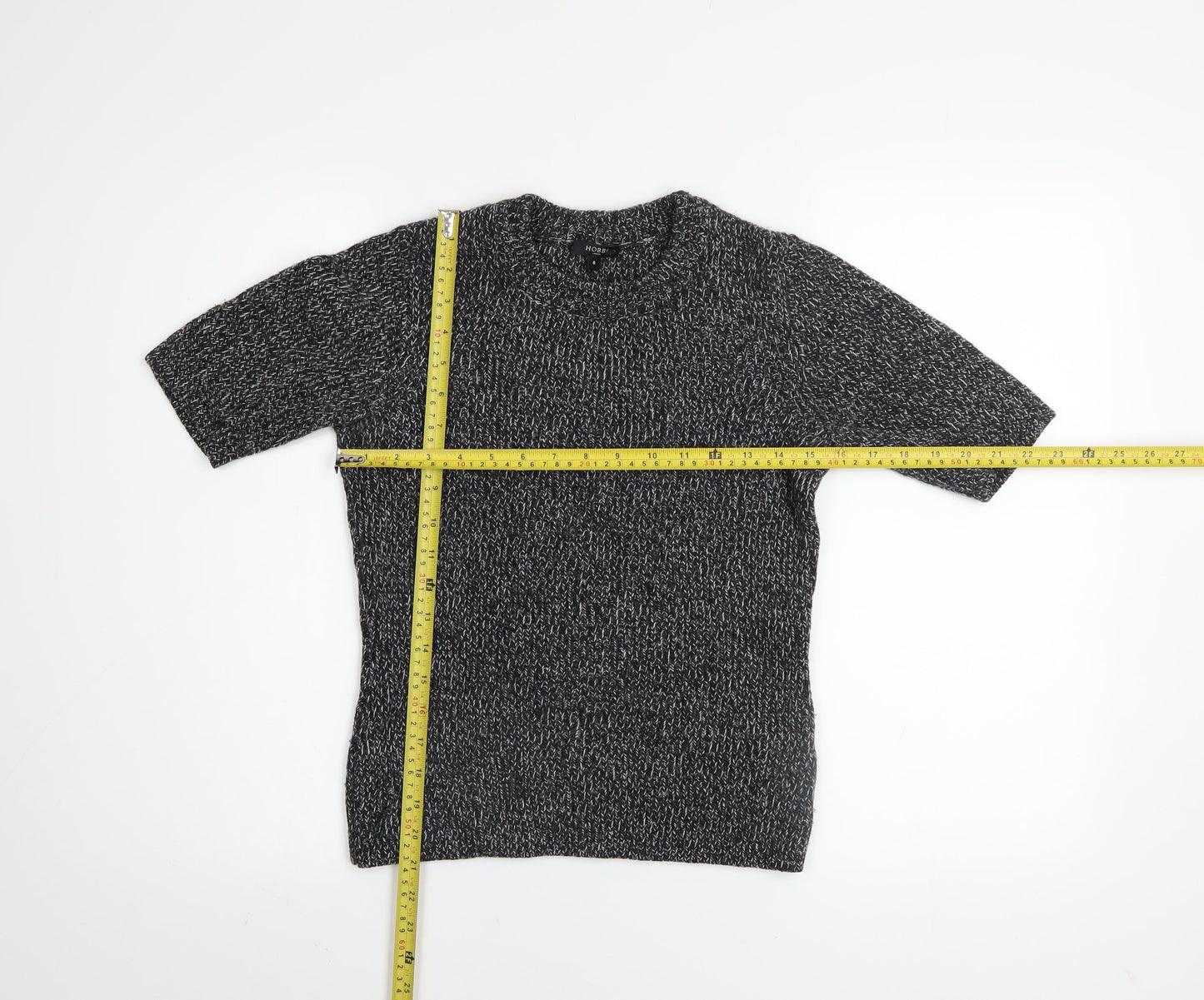 Hobbs Women's Grey Wool Blend Short Sleeve Knit Top Size 8