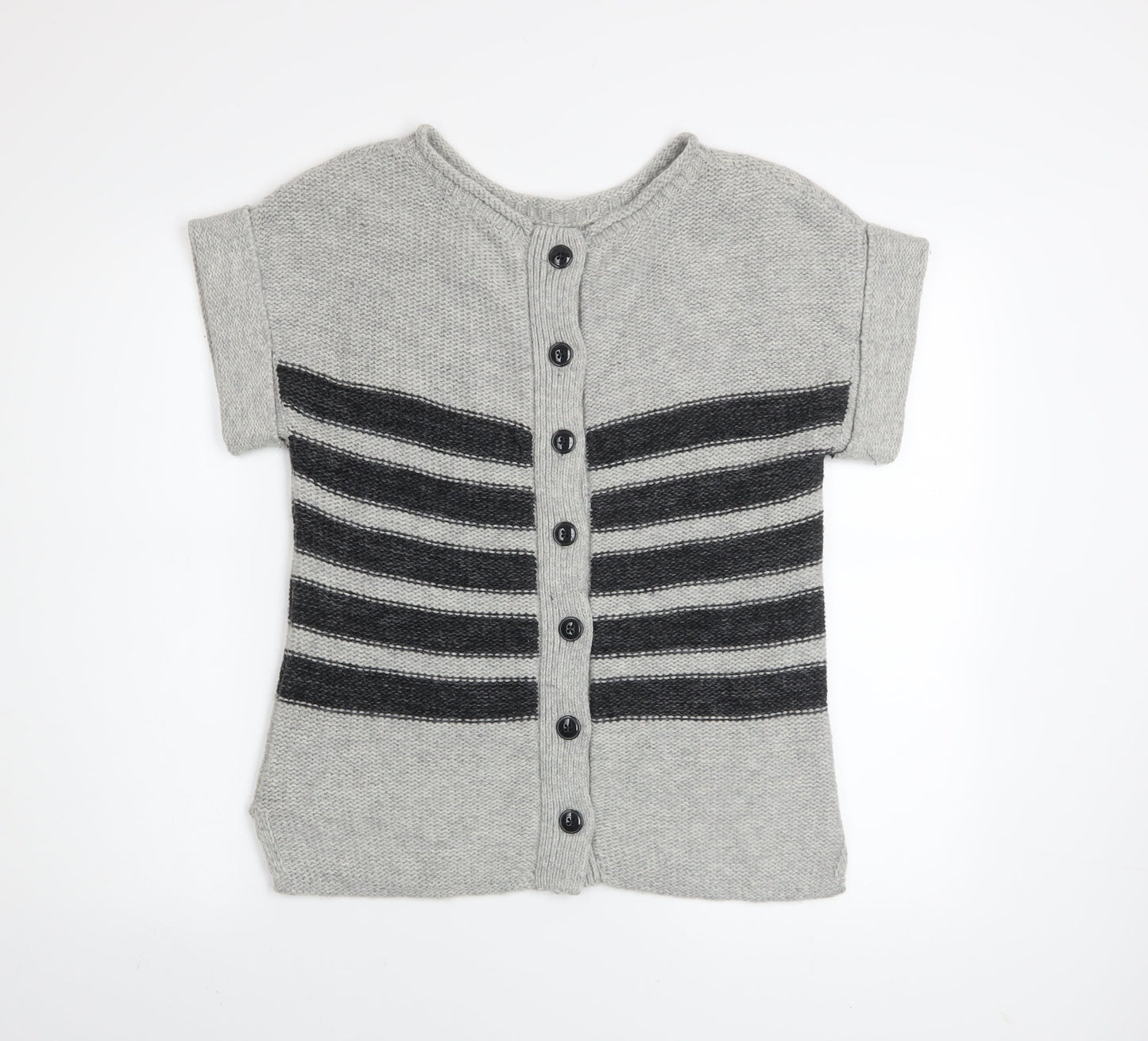 Mint Velvet Womens Grey Striped Short Sleeve Cardigan Size 10