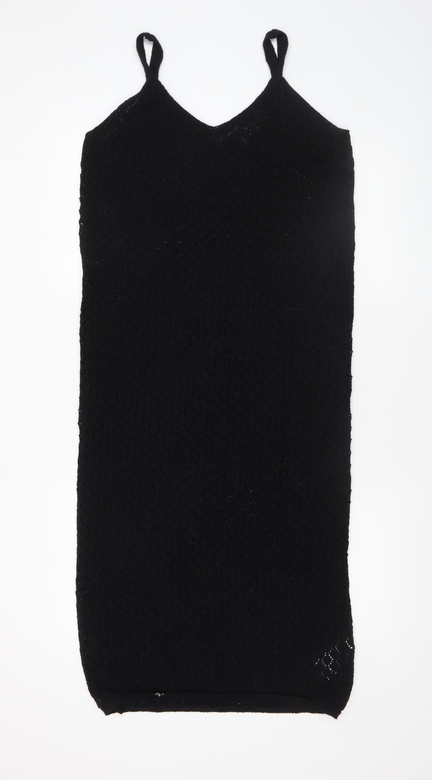 Primark Women’s Black Knit Slip Dress Size 10-12 V-Neck