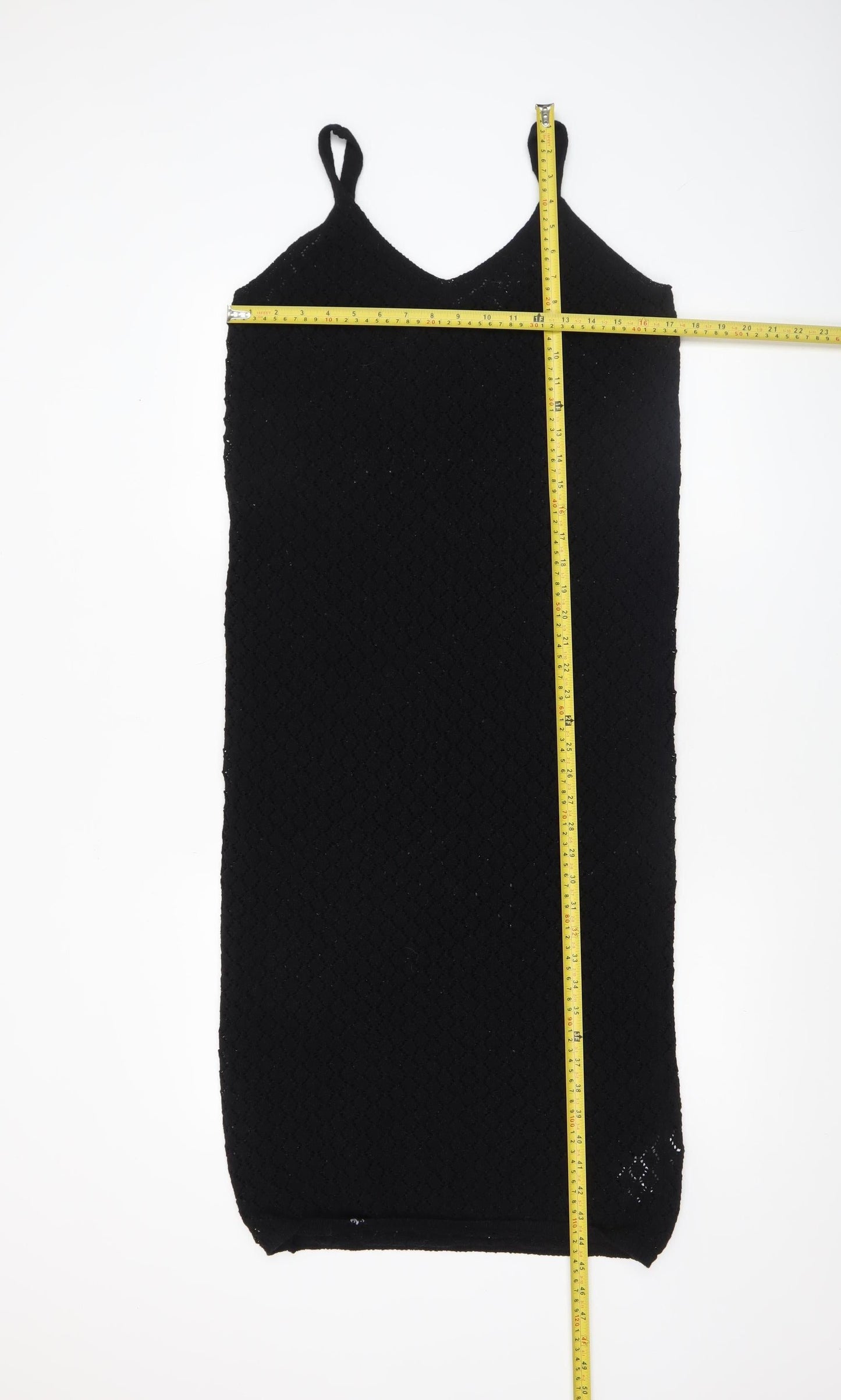 Primark Women’s Black Knit Slip Dress Size 10-12 V-Neck