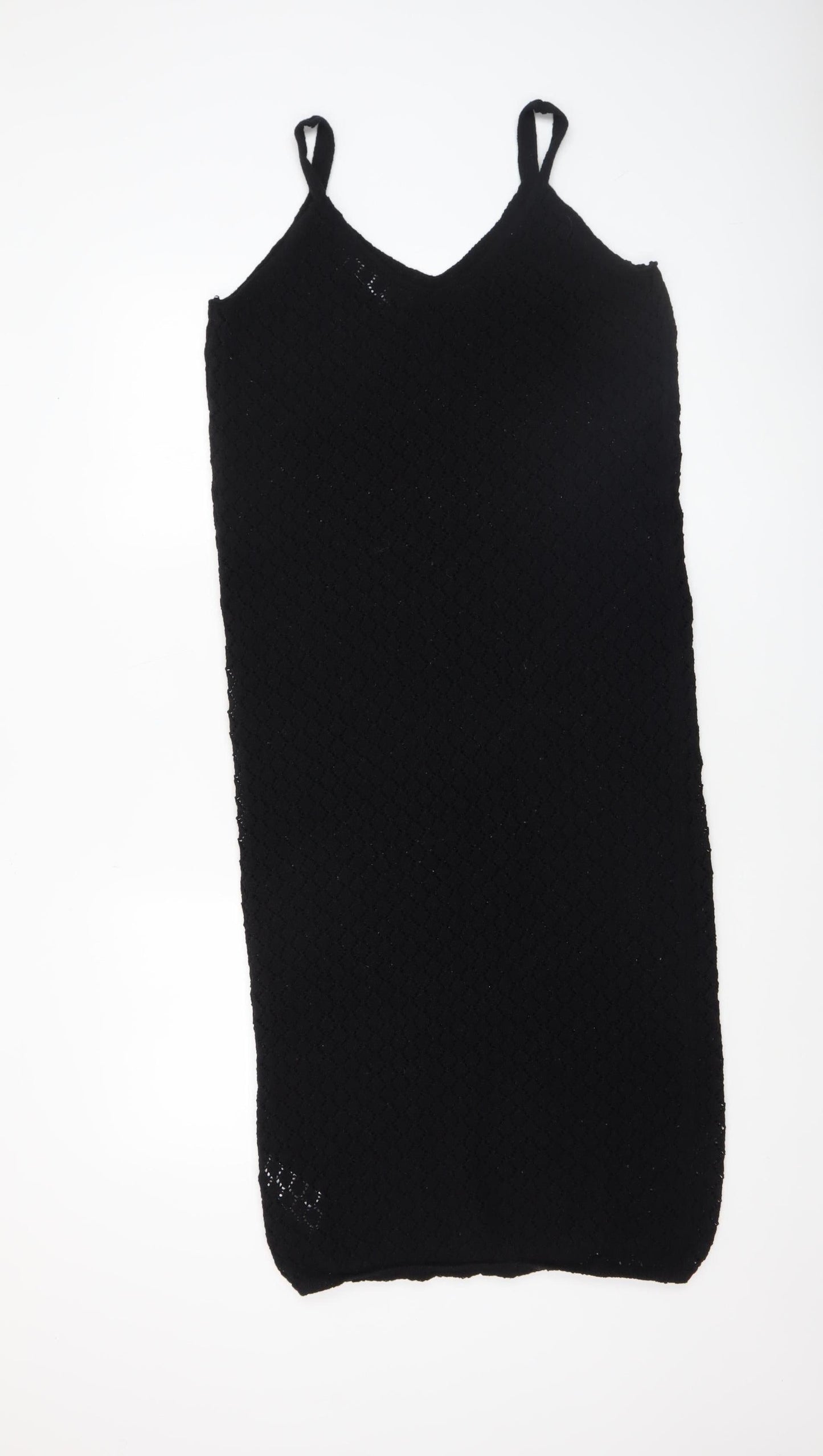 Primark Women’s Black Knit Slip Dress Size 10-12 V-Neck