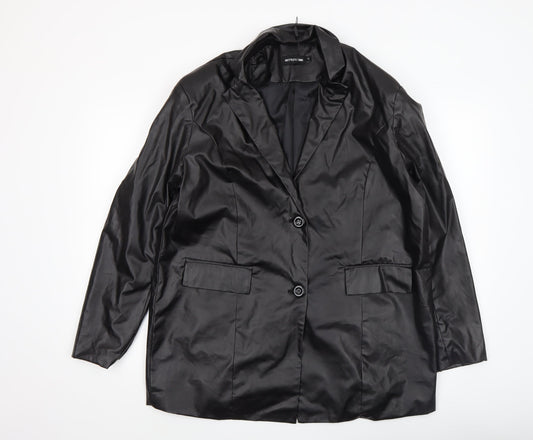 PrettyLittleThing Women’s Black Faux Leather Blazer Jacket Size S