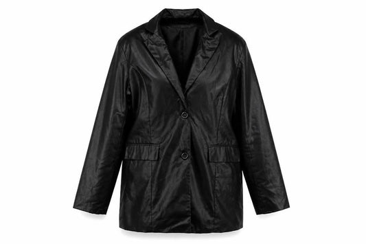 PRETTYLITTLETHING Women’s Black Faux Leather Blazer Jacket Size S