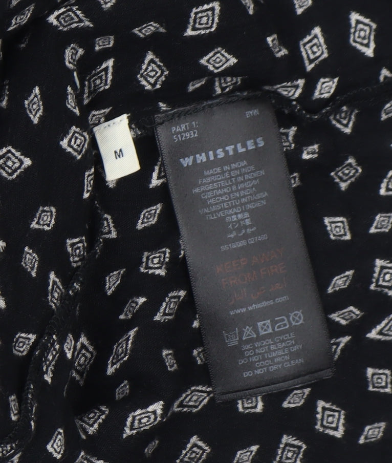 Whistles Women Black Midi Pleated Geometric Viscose Skirt M