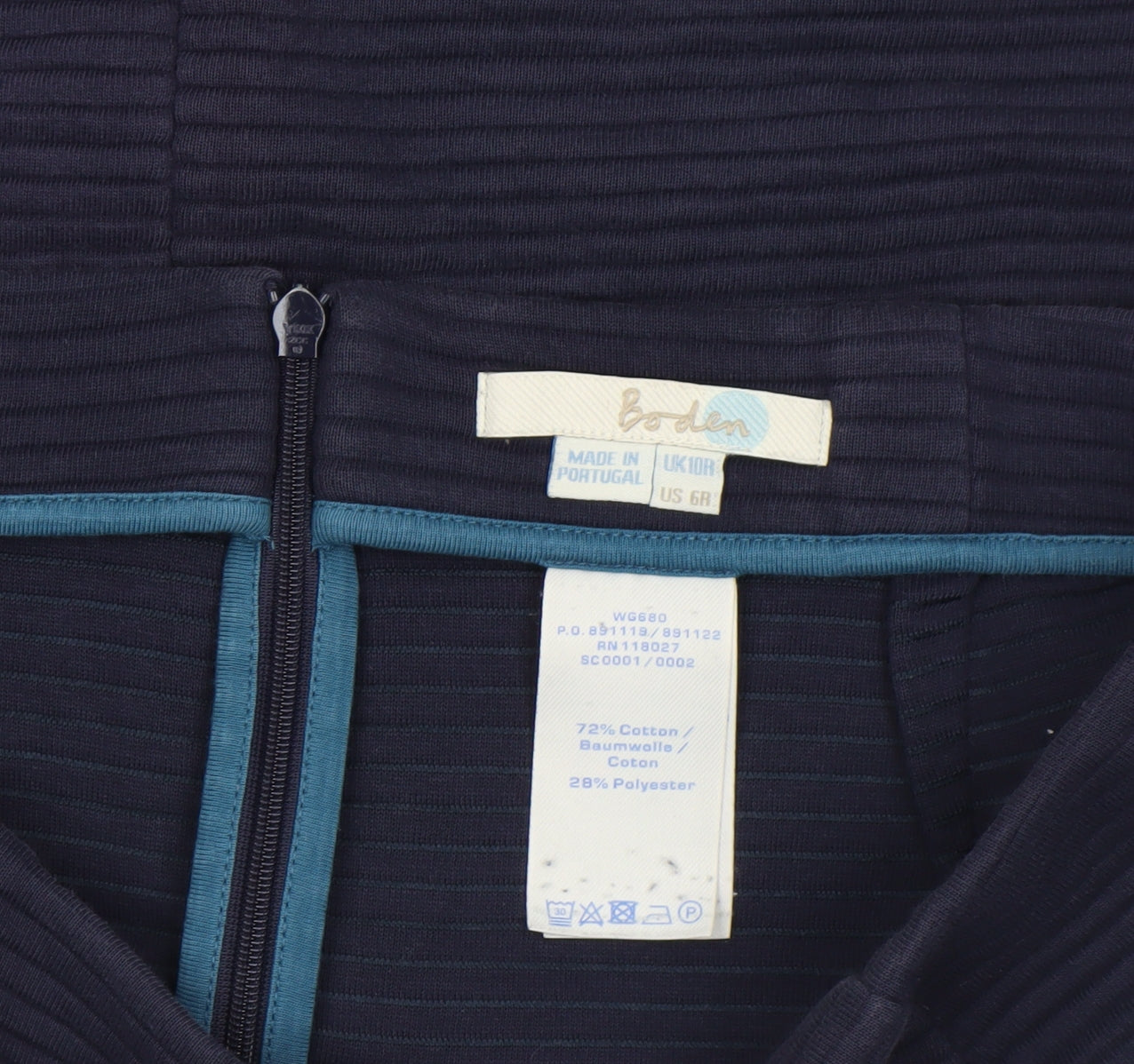 Boden Women Blue Cotton Blend Pencil Skirt Size 10 Knee Length