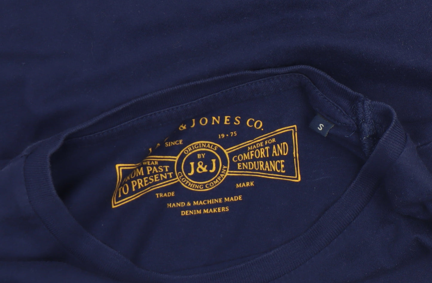 Jack & Jones Men's Blue Graphic Print Crew Neck Cotton T-Shirt Size S