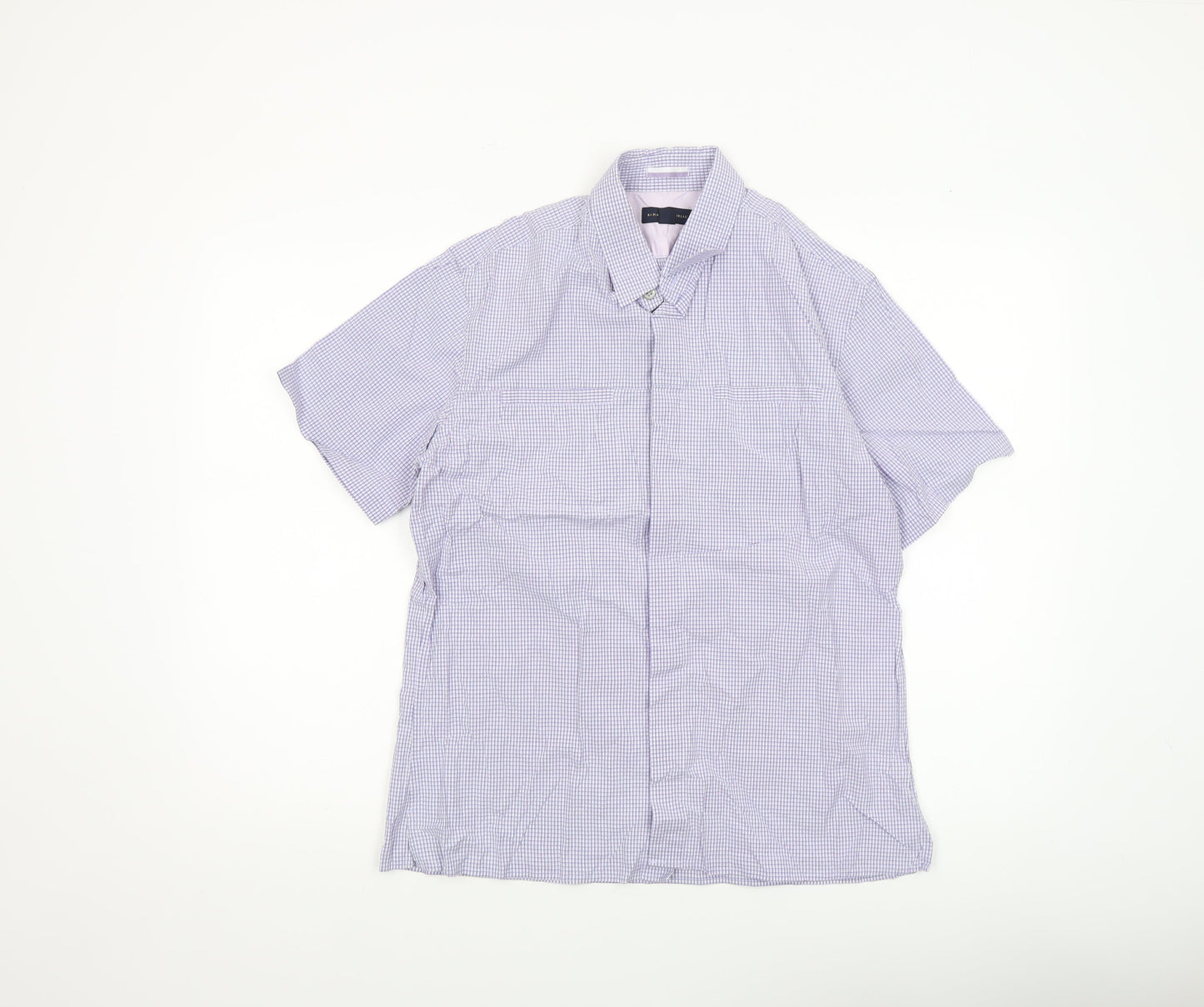 Banana Republic Men's Blue Check Short Sleeve Button-Up Shirt M