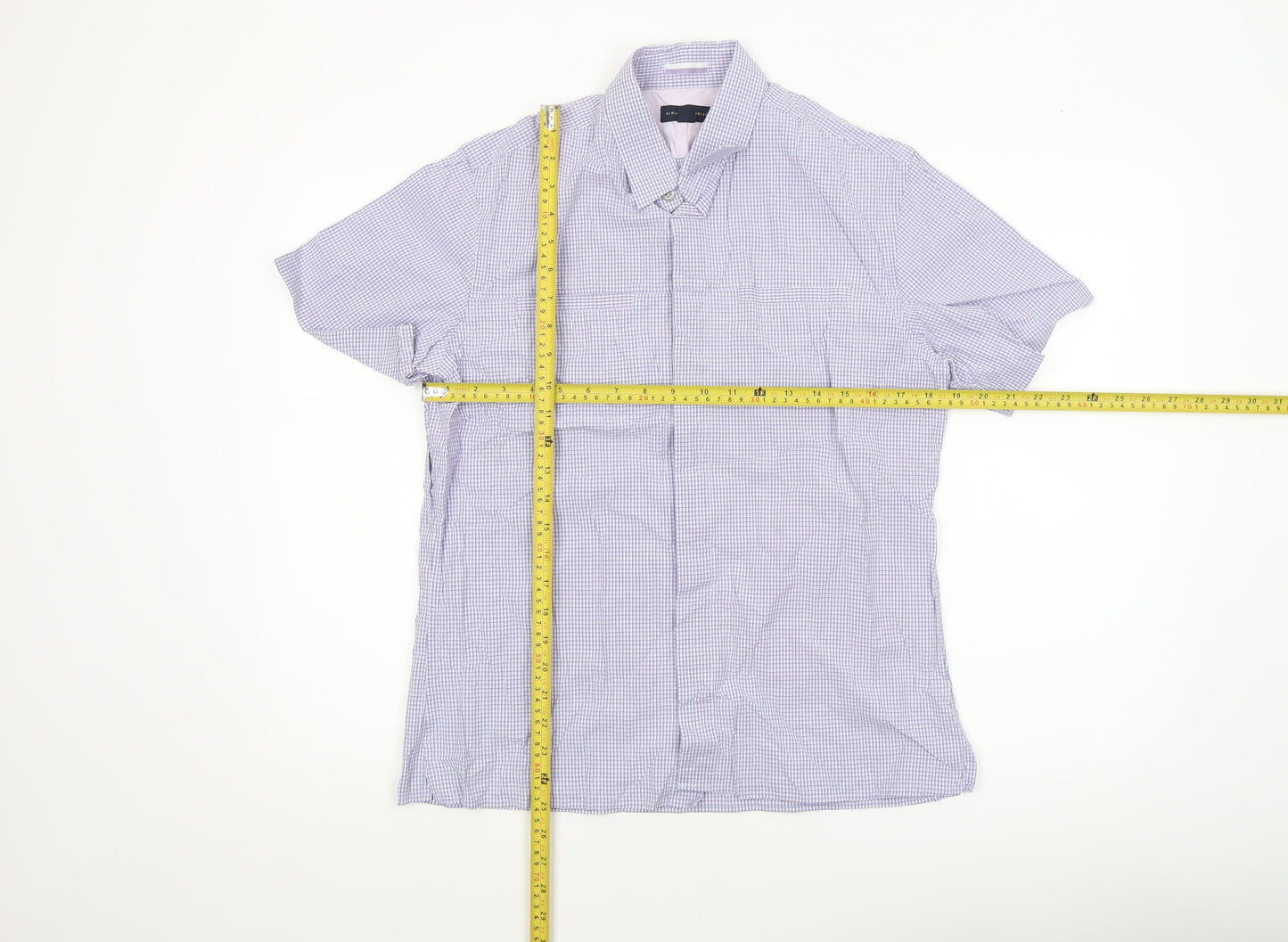 Banana Republic Men's Blue Check Short Sleeve Button-Up Shirt M