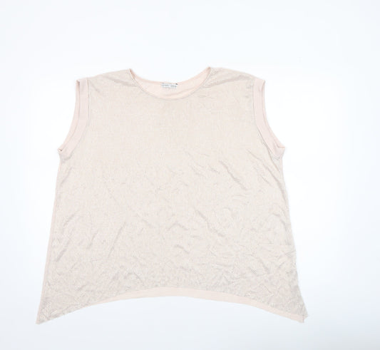 Zara Women Beige Sleeveless Basic Tank Top M