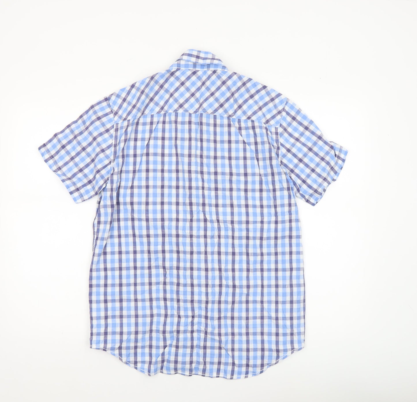 Joules Men's Blue Check Short Sleeve Classic Fit Button-Up Shirt Size M
