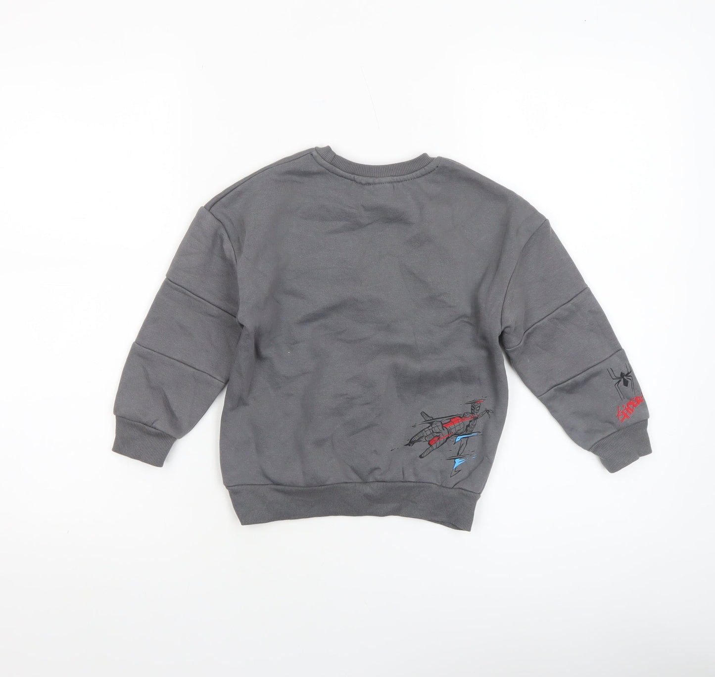 Marvel Boys Grey Spiderman Sweatshirt 4-5 Years Pullover Crew Neck