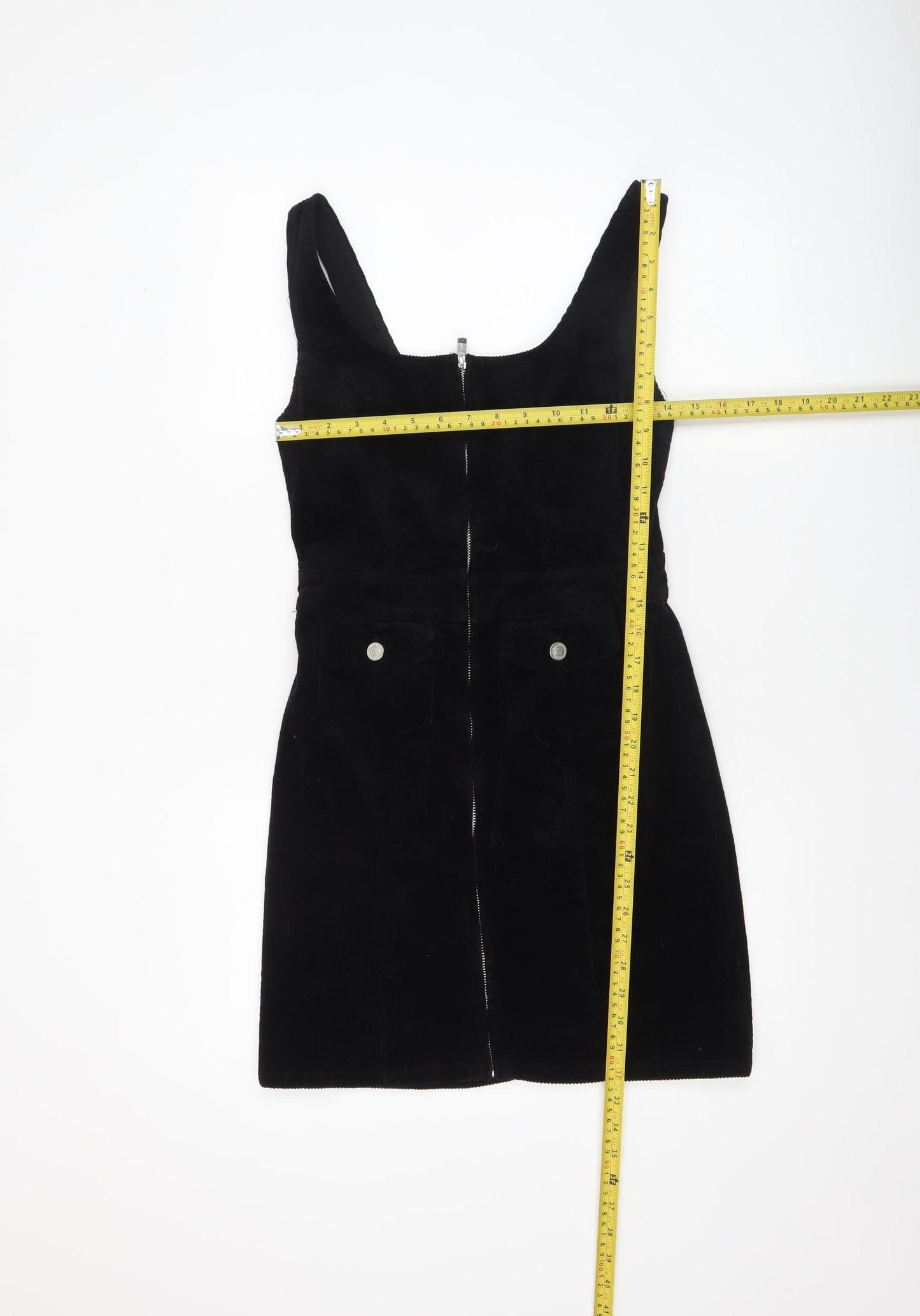 Denim Co. Women's Black Corduroy Pinafore Dress Size 8