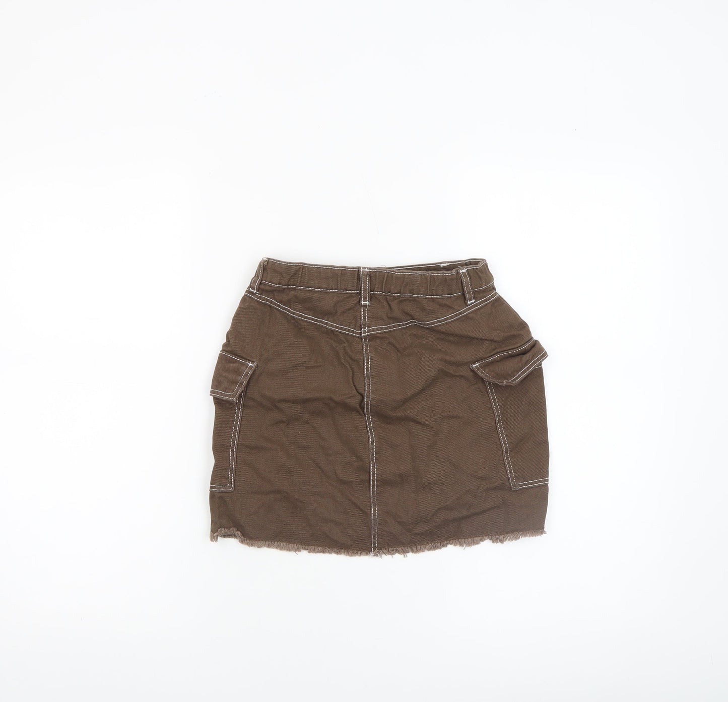 H&M Girls Brown Cargo Mini Skirt 11 Years 100% Cotton Utility Style